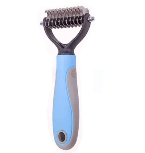 

Wholesale Hair Removal Comb for Dogs Cat Detangler Fur Trimming Dematting Brush Grooming Tool pet comb large size card packing, Blue/pink