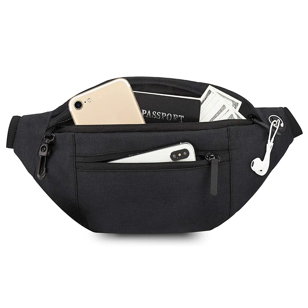 

Large Crossbody Fanny Pack with 4-Zipper Pockets Sports Workout Traveling Running Hands-Free Wallets Waist Pack Phone Bag