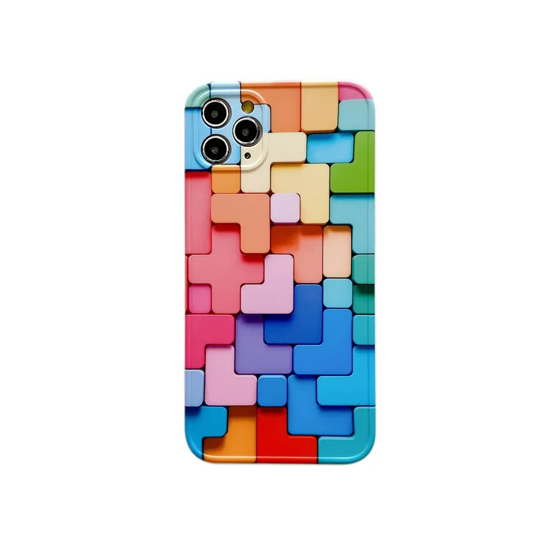 

For iphone Case Cool Colorful Square 13 12 11 Pro Max 8 7 Plus X XS Anti-fall XR Woman Phone Cover