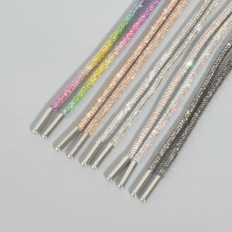 

REWIN Popular Rainbow Rope Diamond Shoe Hoodie Laces 6mm Crystal Tube Rhinestone Shoelace, 12 colors available