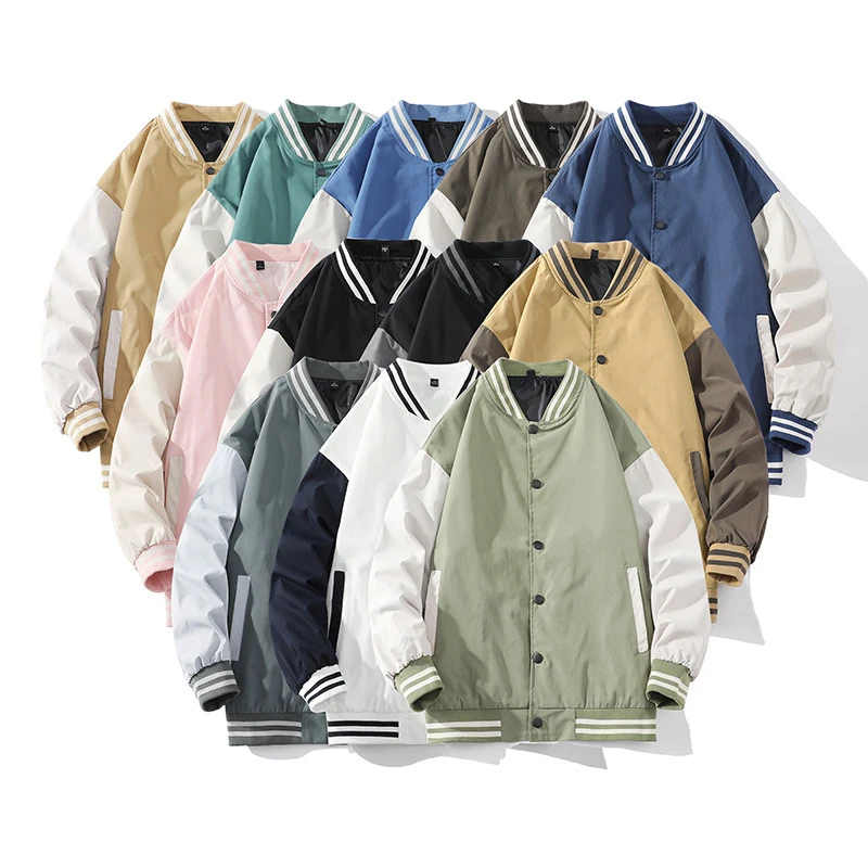 

Wholesale Girls Jackets Patchwork American Baseball Uniform Sports Casual College Men Varsity Jacket