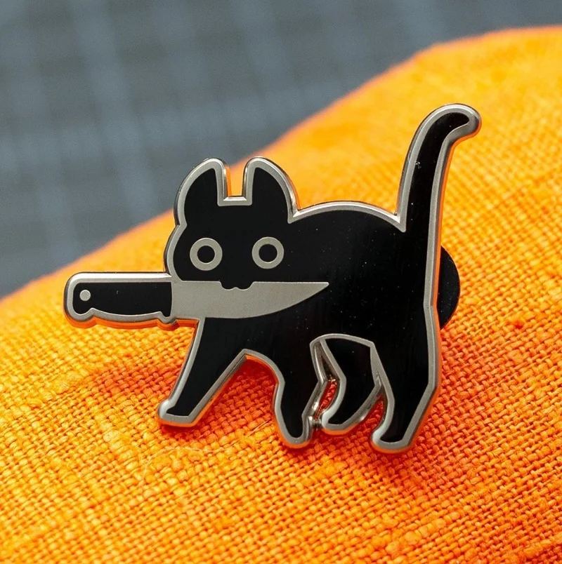 

Cartoon Creative Black Cat Modeling Pop-Enamel Pin Lapel Badges Brooch Funny Fashion Jewelry