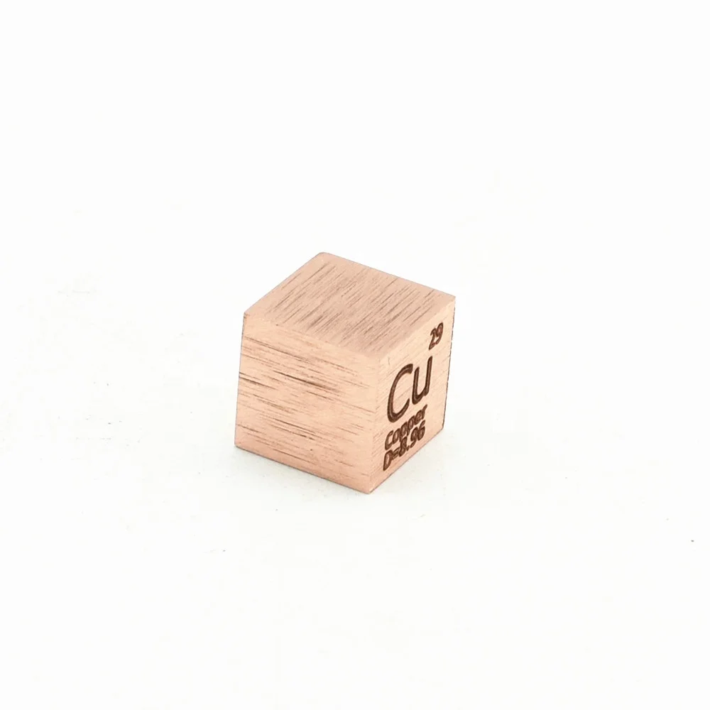 99% 纯铜立方体黄铜块,用于元素收集 biz gift 10毫米 cu 元素周期表