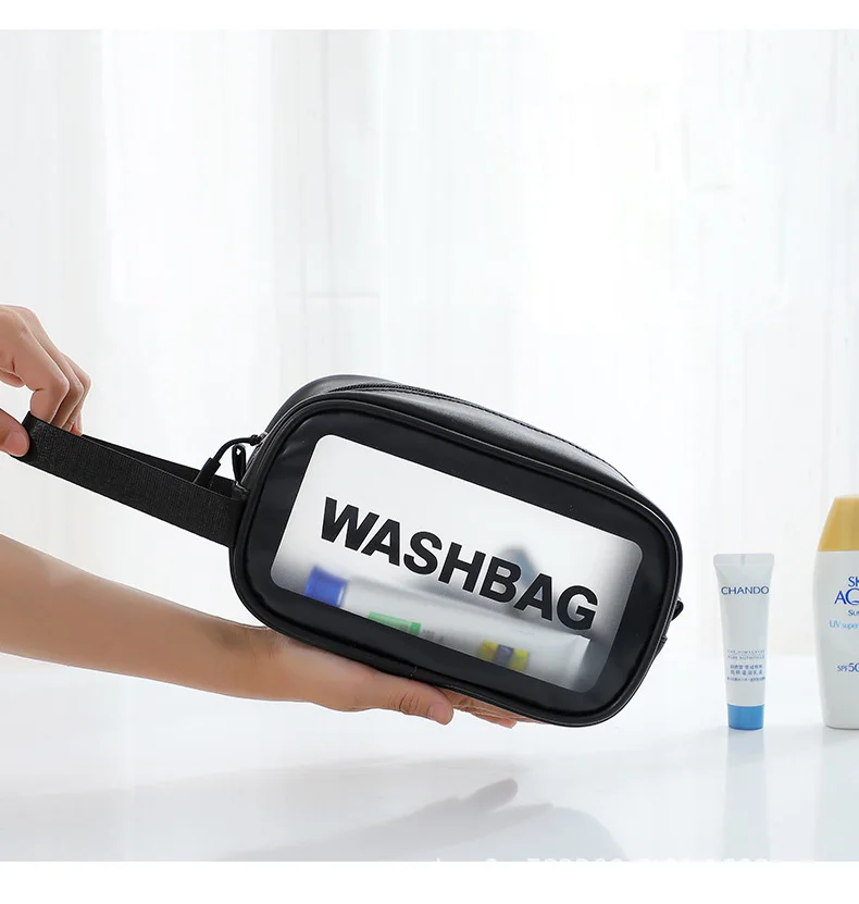 

PVC Clear Bags Funny Makeup Travel Cosmetic Bags & Cases Cosmetic Make up Case Bag for Ladies, Black or pink