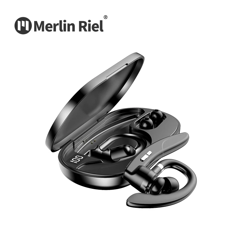 

Merlin Riel Earphones Music Headphones Business Headset Sports Earbuds Suitable Wireless Earpieces, Black