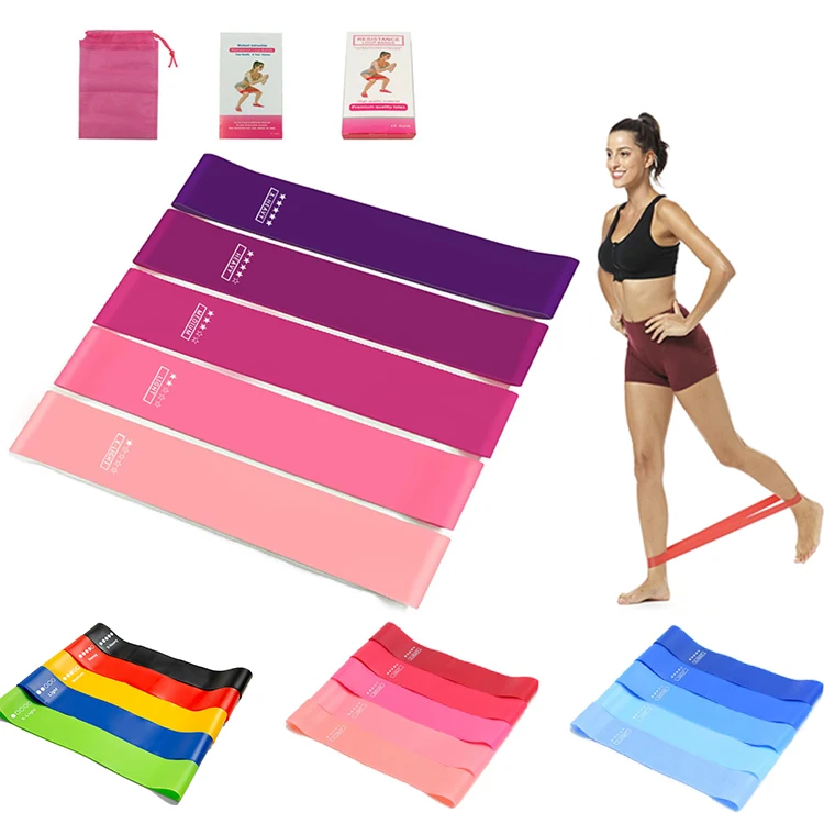 

Resistance Band Set Custom Logo Wholesale Resistant Loop Elastic Fitness Hip Workout TPE Yoga Gym Exercise Bands, Pink blue red