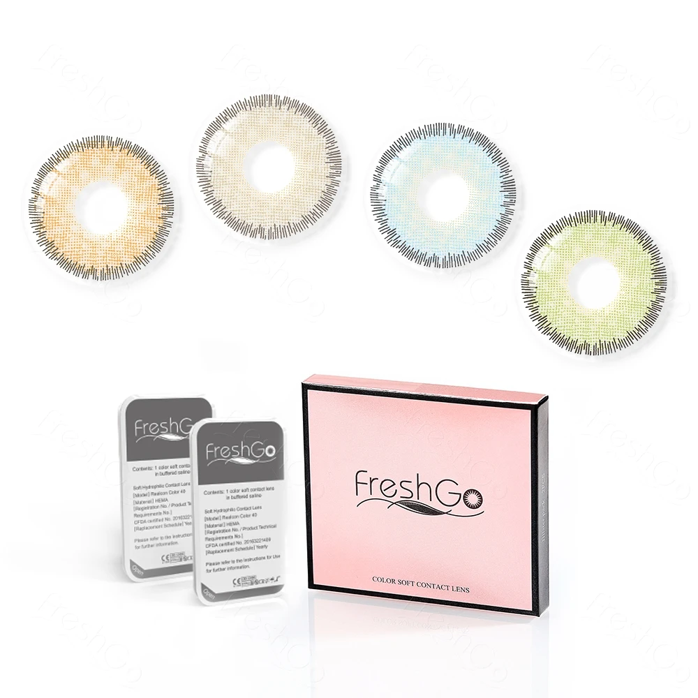 

Freshgo Premium Colored Contacts Lens Popular Soft Circle Color Contact Lenses Wholesale Prescription for Cosmetic Ready to Ship, Brown, gray ,green