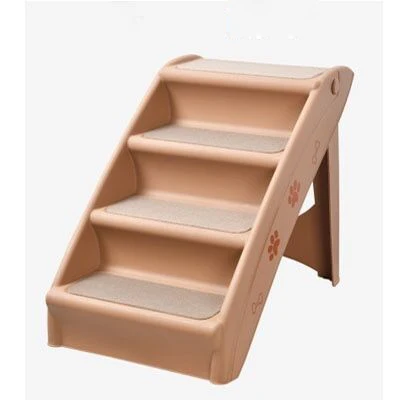 

Light Portable Foldable Mat 4 Steps House Small Anti-slip Pet Stairs Ladder Ramp Dog Cat for Bed Pet Supplies Product, Coffee/gray