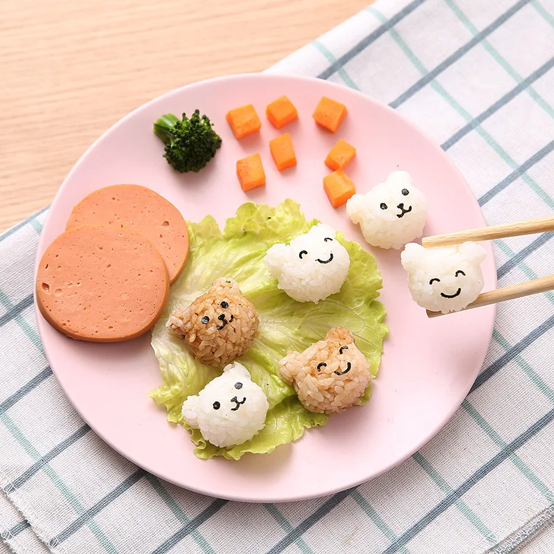 

Sushi Mold DIY Plastic Sushi Roll Making Mold Kitchen Sushi Embossing Creative Cartoon Mini Bento Cute Rice Ball Baking Tool, As picture