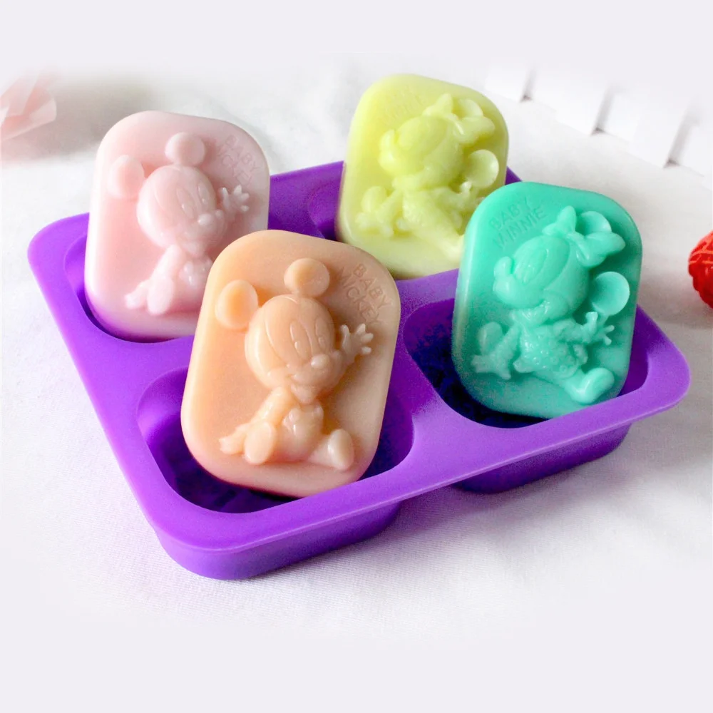 

Wholesale Mickey Mouse Cheese Silicone Mould 4 Cavities Brambleberry Soap Molds for Molds Cake Silicone Mold, Custom