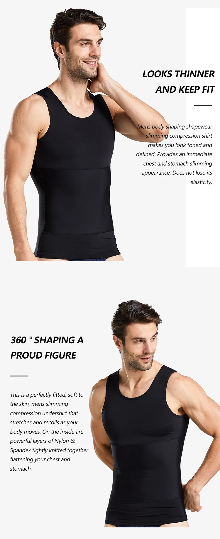 Enerup Compression Slim Tank Top Undershirt Slimming Body Shaper Men Vest