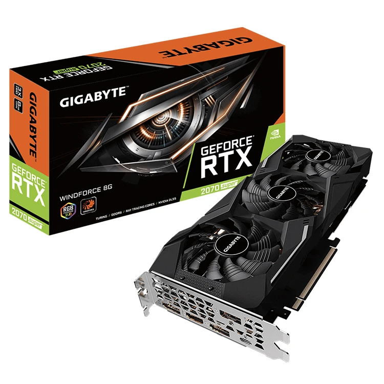 

GIGABYTE NVIDIA GeForce RTX2070 SUPER WINDFORCE 8G with 1770MHz 2560 CUDA Cores 14000MHz GDDR6 256 bit PCI-E 3.0 Graphics Card