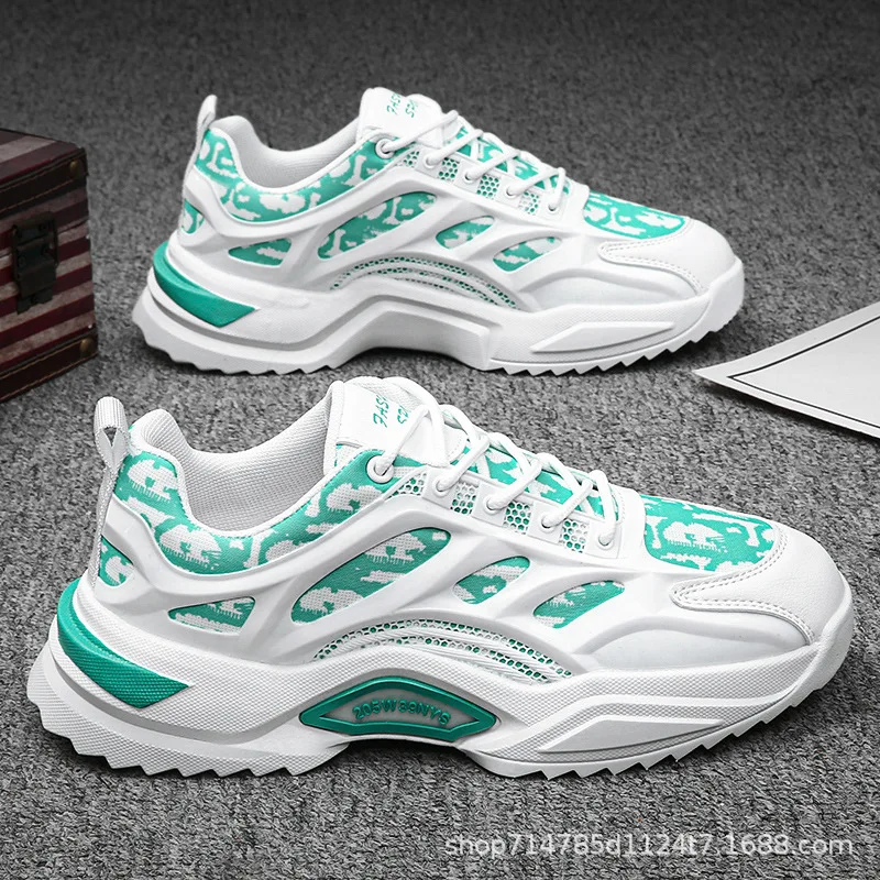 

White casual sneakers mesh upper breathable mens sports shoes