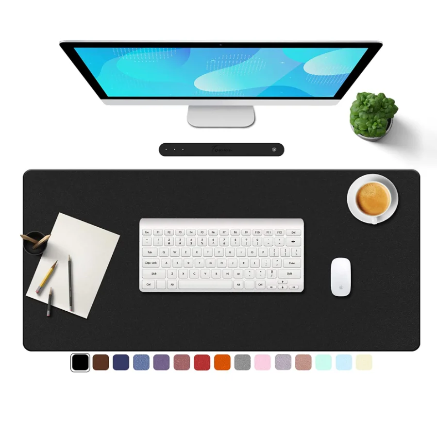 

Multiple-Color Office Desk Mat Dual Use PU Leatherette Laptop Mouse Mat Large Desk Blotter Protector Premium Writing Pad, As picture or customized