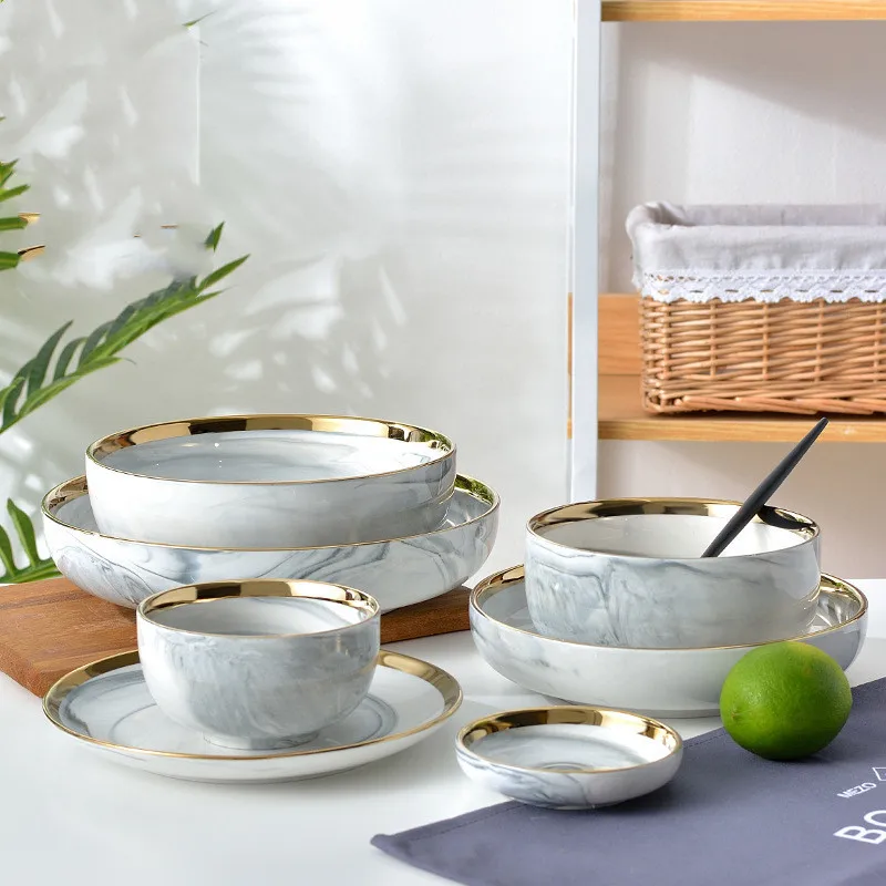 

Nordic ceramic western dishes household dishes Dali pattern creative European style steak daily dishes tableware, Pink