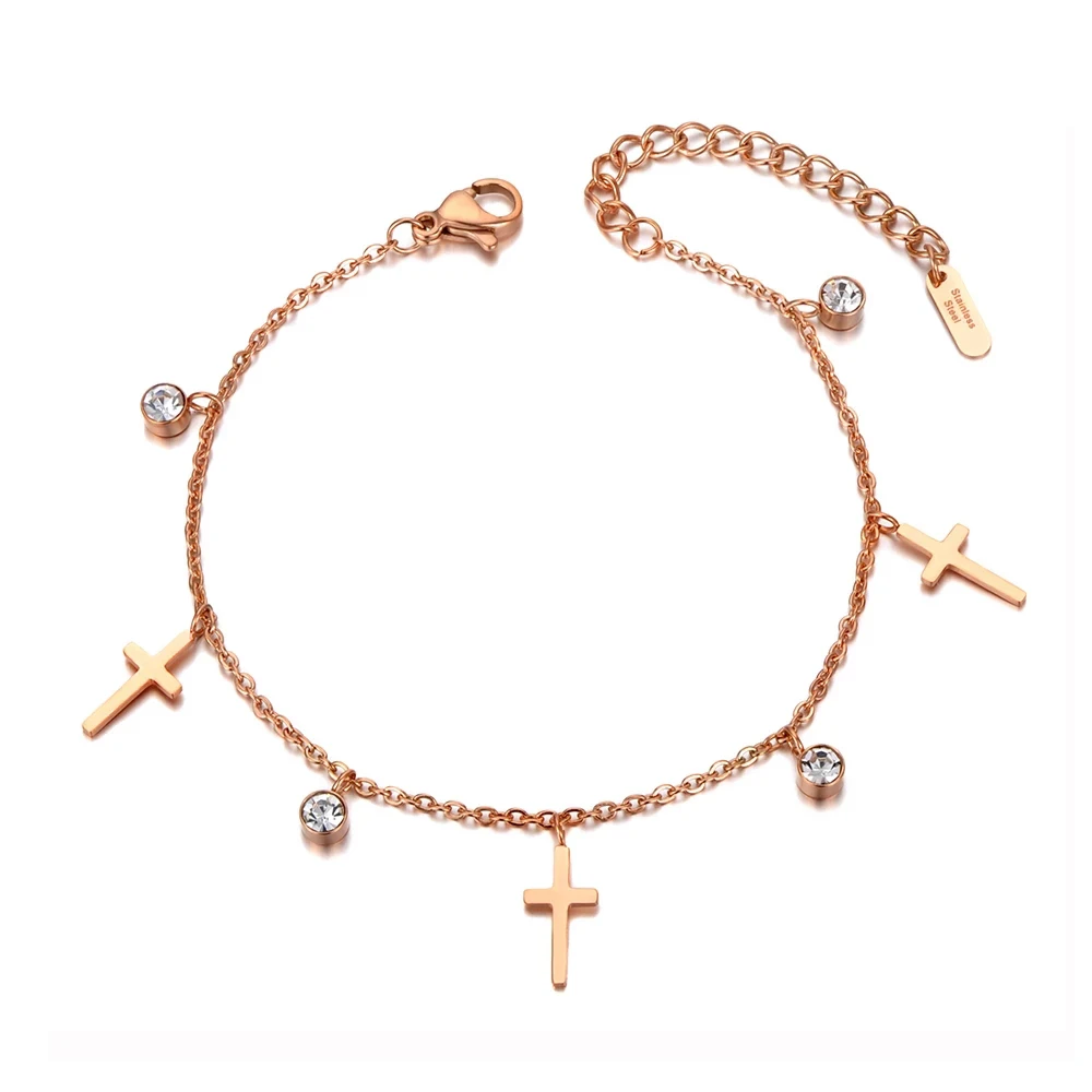 

Stylish Temperamental Bracelet Gold Diamond Cross Bracelet Chain Charm Bracelet for Women, Gold silver