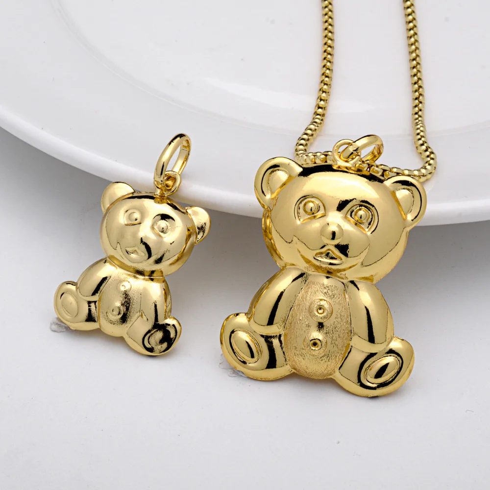 

Christmas hip hop bear gold plated pendant chain necklace with zodiac pendant