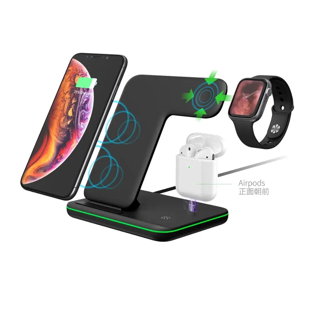 WELUV 2020 New Customize Logo Multifunction Mobile Phone Fast 15W 3 in 1 Wireless Charger