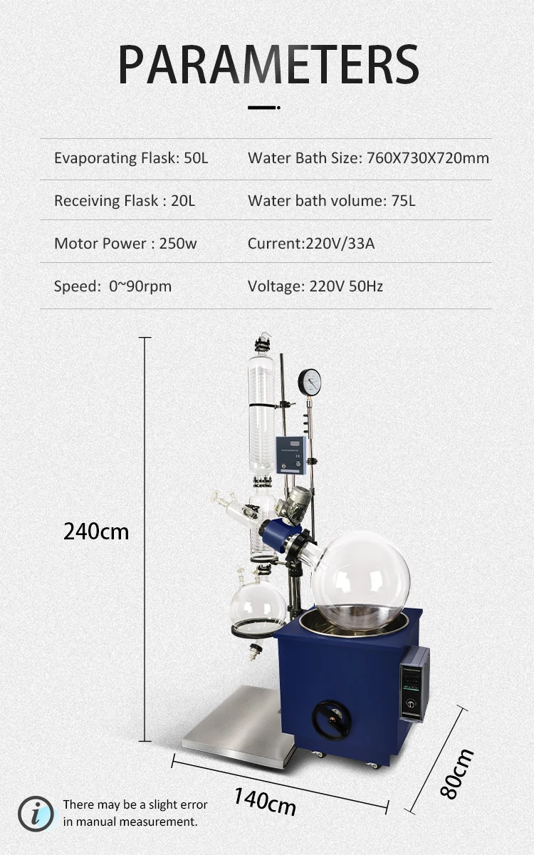 R5002 Chemical Vacuum Distillation & Evaporation Equipment Rotary Evaporator 50L
