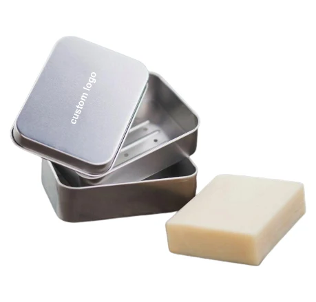 

Custom Metal tin with drain layer Soap Packaging Box tin jar container Case Square Aluminum travel soap tin case with hole