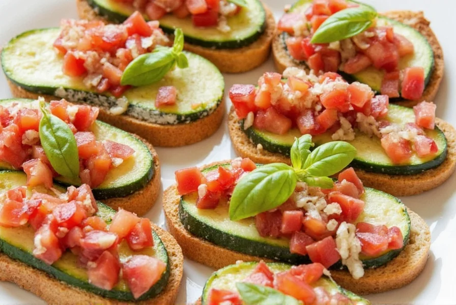 Assorted bruschetta bites on a wooden tray