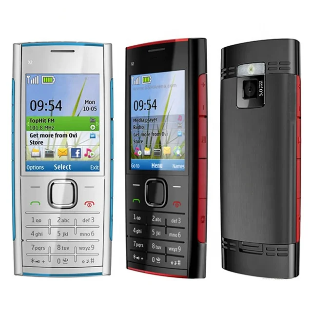 

Free Shipping Unlocked Cheap Mobile Phone Bar GSM Cell Phone X2 X2-00 Classic For Nokia handset By Postnl, Red, blue