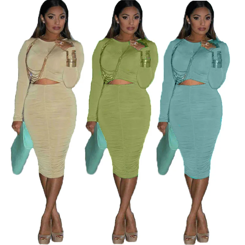 

Casual Sexy Rib Knit Simple Zipper Long Sleeve Bodycon Cheap Women Fall Dress