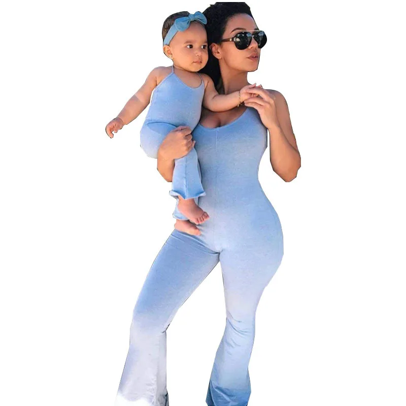 

2021 New Sling Shorts Family Kids Matching Parent-child pajamas womens jumpsuits romper sets mommy and me outfits, Picture shows