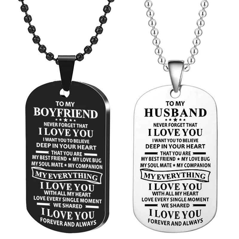 

Stainless Steel Chain Mens Letter Necklace Pendant Dog Tags Army for Men Women Sweater Chain Boyfriend/girlfriend Gift