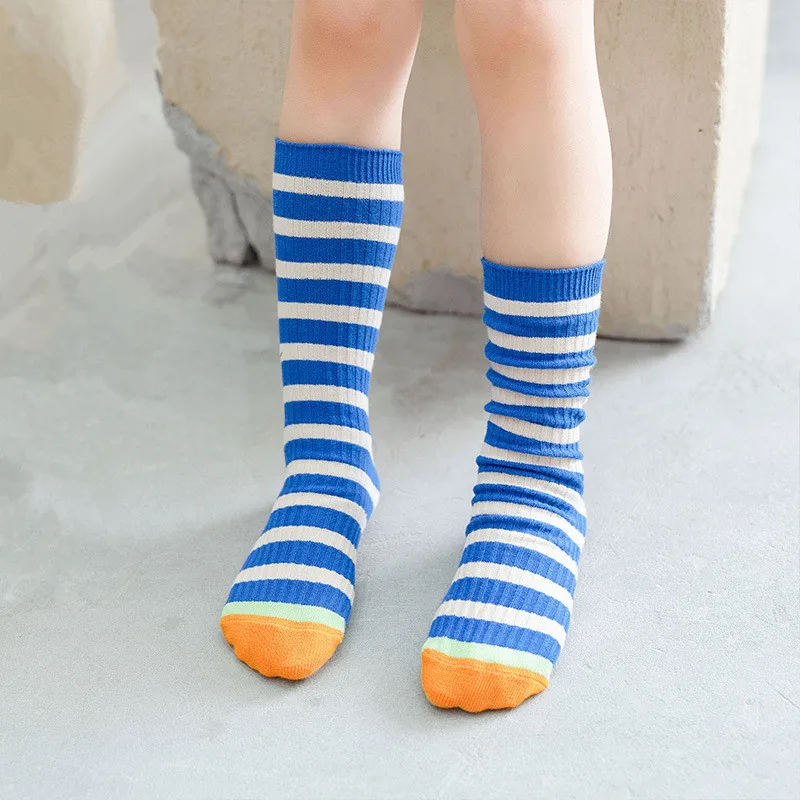 

2021 Fall Knee High Striped Free Size Socks Children Kids Loose Slouch Socks