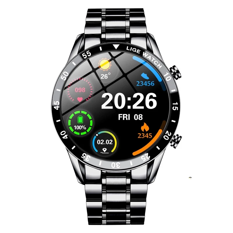 

2021 New Luxury brand mens watches Steel band Fitness watch Heart rate blood pressure Activity tracker Smart Watch For Men