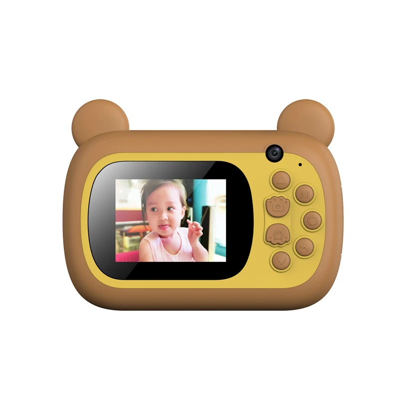 

Children camera video digital cameras recording 2.4 inches screen anti-drop children cartoon selfie camera, Blue, brown, pink