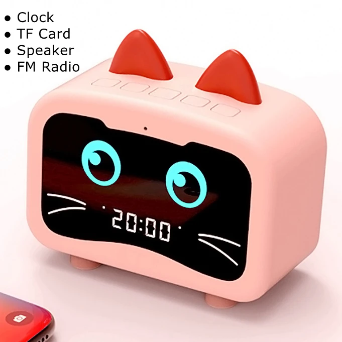 

Innoliance M1 Cat Clock Fm Radio Cute Animal Led Display Tf Card Gift Girl Women Kids Wireless Speaker with Bt