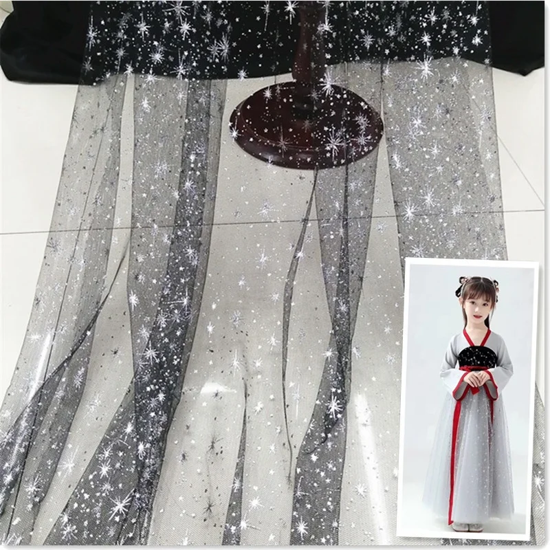 

Colorful silver star glitter tulle lace fabric for child dresses, Accept customized color