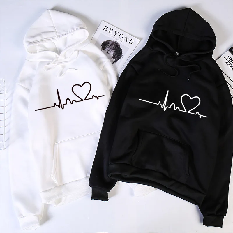 

wholesale custom logo Women hoodies sweater autumn Amazon women's printing love loose hooded sweater unisex