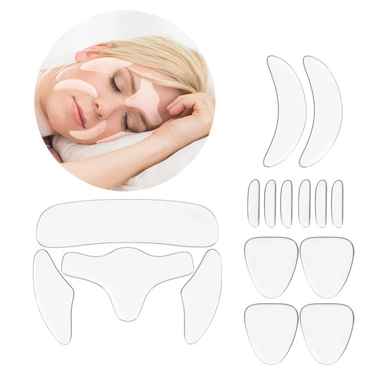 

16Pcs Silicone Anti Wrinkle Facial Patches Wrinkle Remover Strips Reusable Forehead Eye Sticker Chin Wrinkle Patches, Clear or as your idea