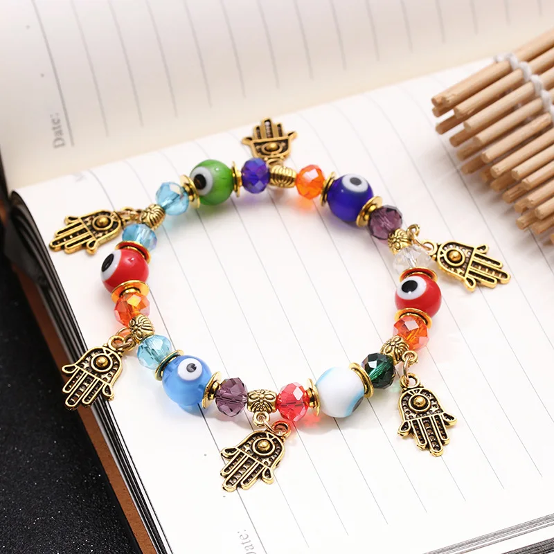 

JC Crystal Wholesale Colorful Evil Eye Beads Bracelet With Nylon Charm Bracelet for Men and Women