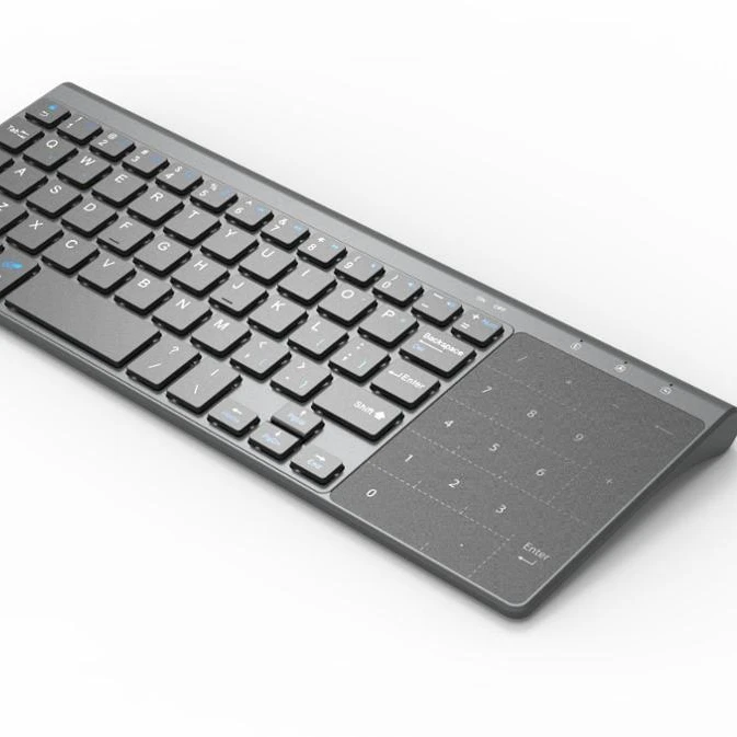 

Hot 2.4G Wireless Mini Keyboard with Touchpad and Numpad, Silver grey