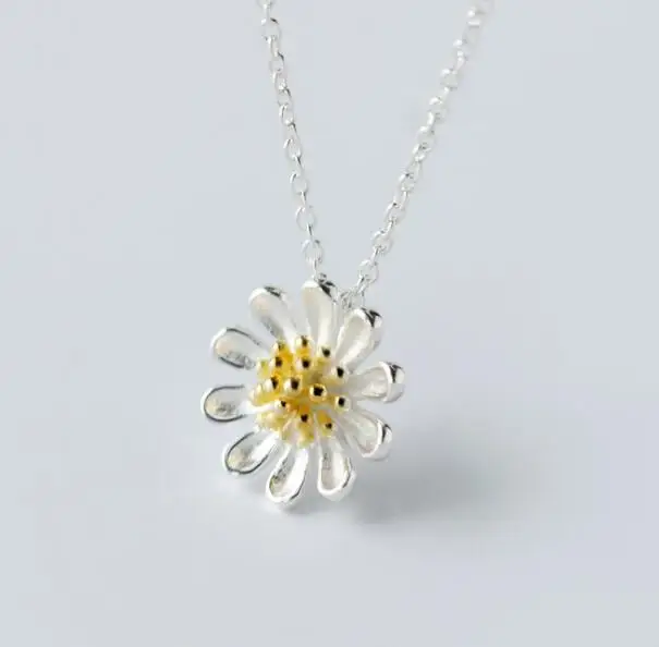 

SN104-077 Halo 925 sterling silver new design daisy flower necklace