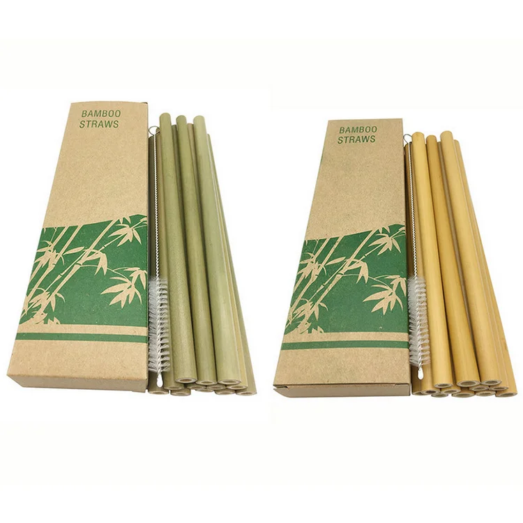 

100% Biodegradable Natural Bamboo Eco-friendly Reusable Bamboo Drinking Straws With Case And Brush
