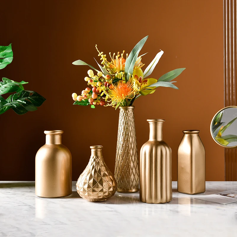 

Modern Hot Fashion Gold Vase Glass Luxury Flower Vases for Home Decor