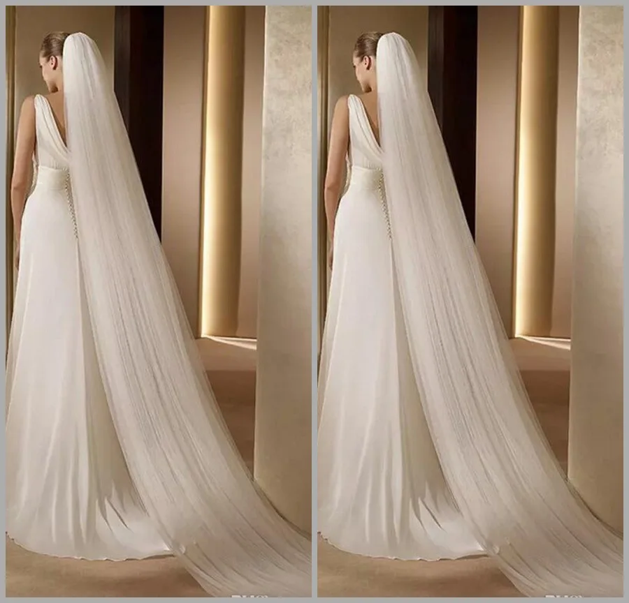 

GENYA Beautiful Long Pearl Veil Two Layer 3M Bridal Veil Cathedral Ivory Wedding Veil, White ivory