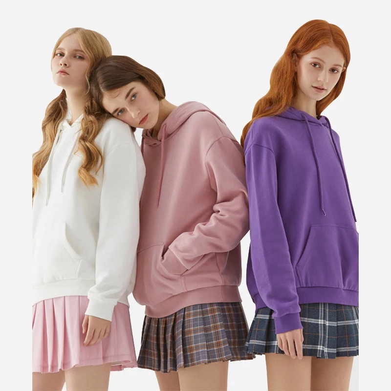 

High Quality OEM custom logo pullover women oversized sweatshirt hoodies streetwear white long sleeve cropped hoodie for women