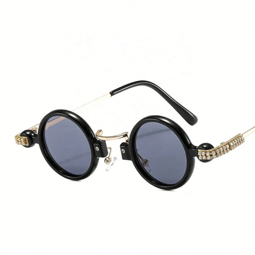 

Wholesale Round Retro Diamond Frame Sunglasses Small Frame Punk Hip Hop Men Women Sunglasses, Colors