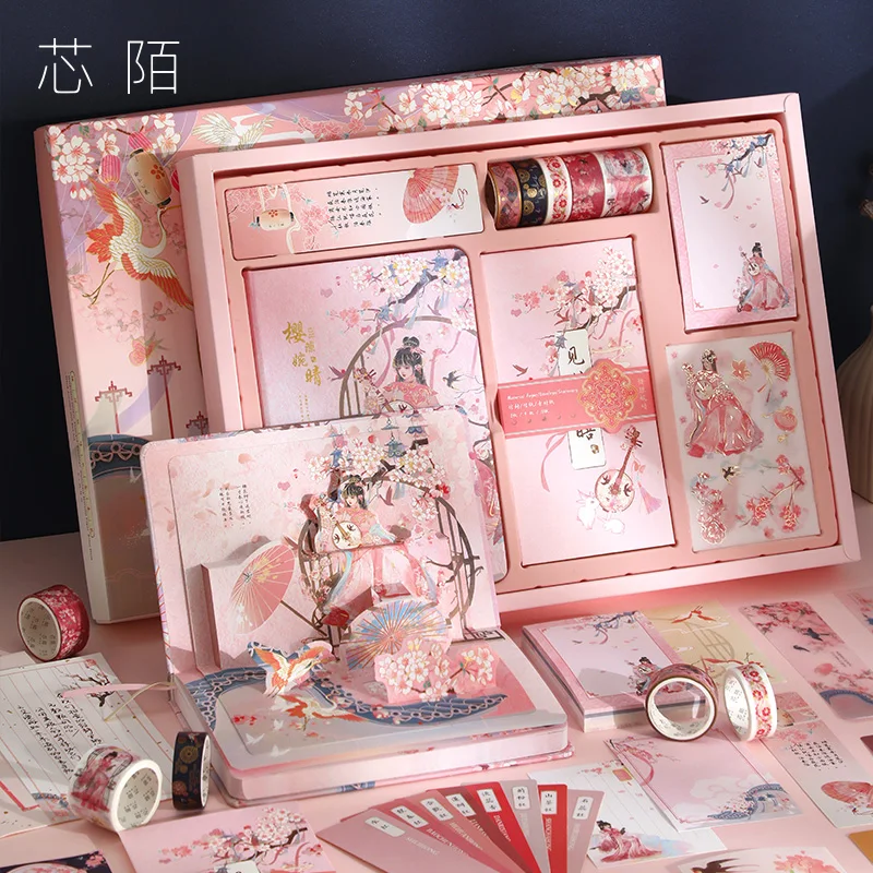 

2022 Luxury Notebook Gift Set A5 Diary Notebook Set With Sticker Memo Pad School Supplies Stationery