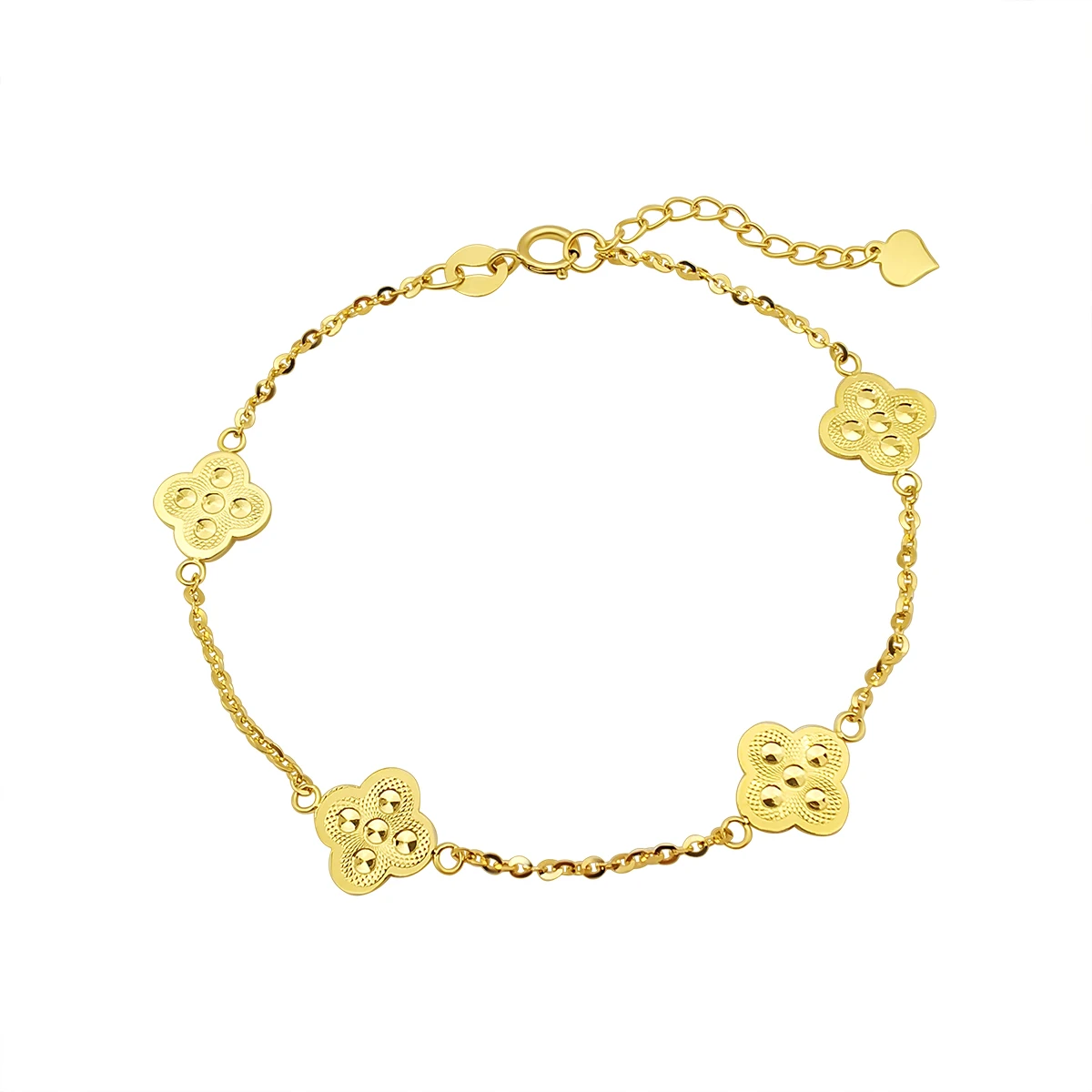 

18K Real Gold Bracelet Four Leaf Shape Design Yellow Gold Bracelet Chain Jewelry Wholesale Women Charm Bracelet