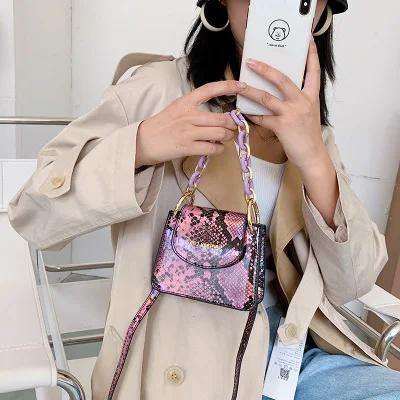 

2021 Trending New Handbags for Women Laser Snake Skin Hand Bag Ladies Fashion Chain Crossbody Bags Purses