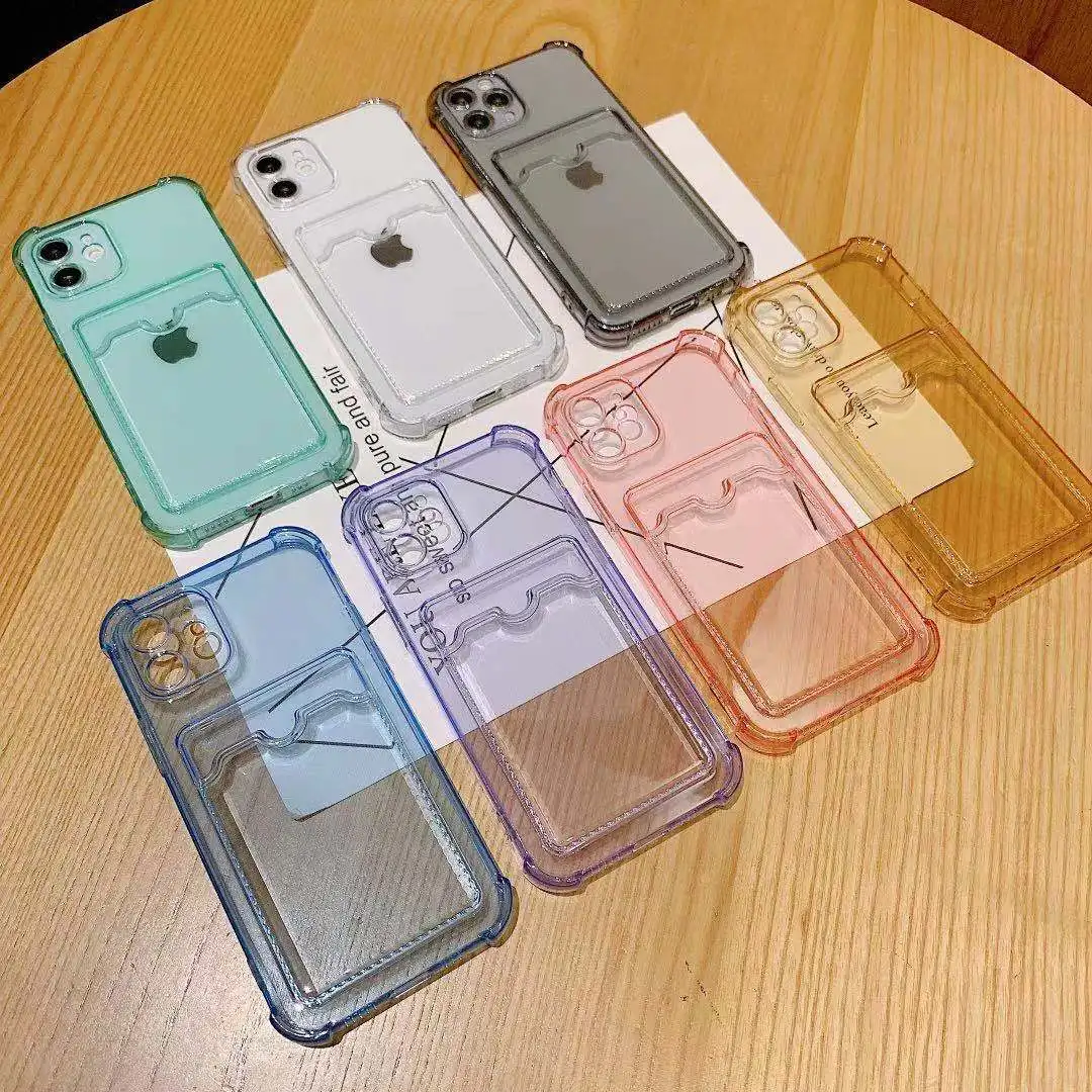

Soft TPU Shockproof Business Card Case For iPhone 12 Phone Case With Card Holder