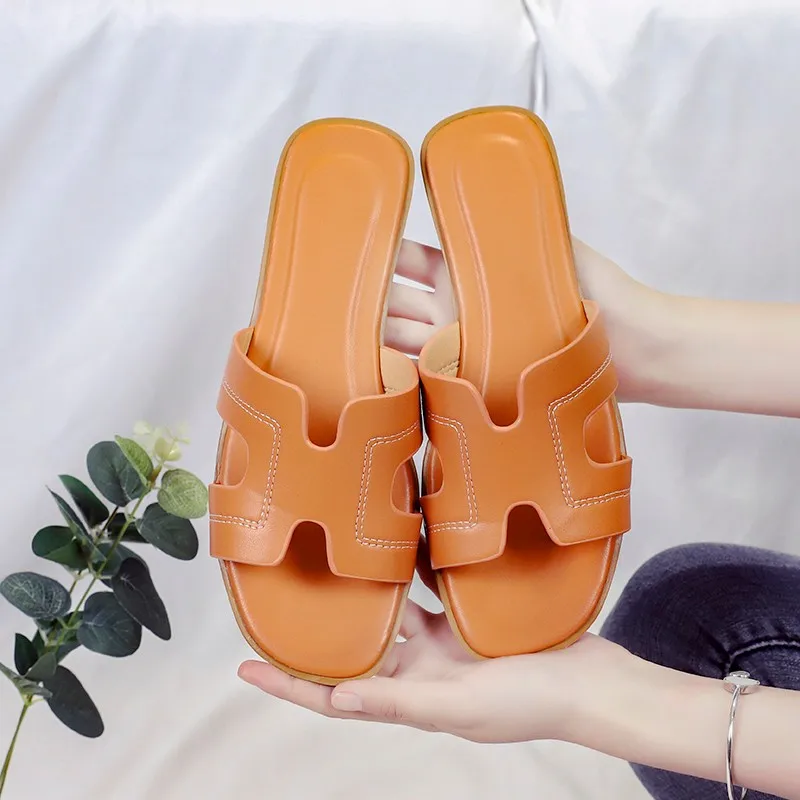 

ladies slippers and sandals Summer new fashion soft bottom comfortable flat bottom oversize outdoor beach women's lazy slippers