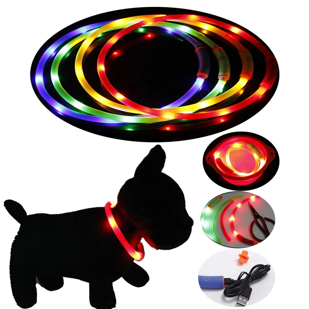 

Pet Supplies Collars Illumiseen Led Light Waterproof Rechargeable Adjustable Cat Dog Collar, Blue,red, pink, yellow, green